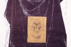 «Προσωπείο», 50 x 70cm, Έγχρωμη ξυλογραφία σε MDF, 2023
